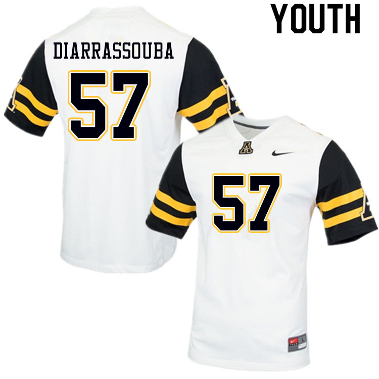 Youth #57 Elijah Diarrassouba Appalachian State Mountaineers College Football Jerseys Sale-White
